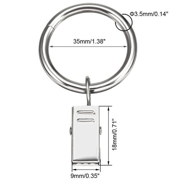 10Pack Curtain Clips Rings Drapery Shower Ring w Clips 1.02"Interior